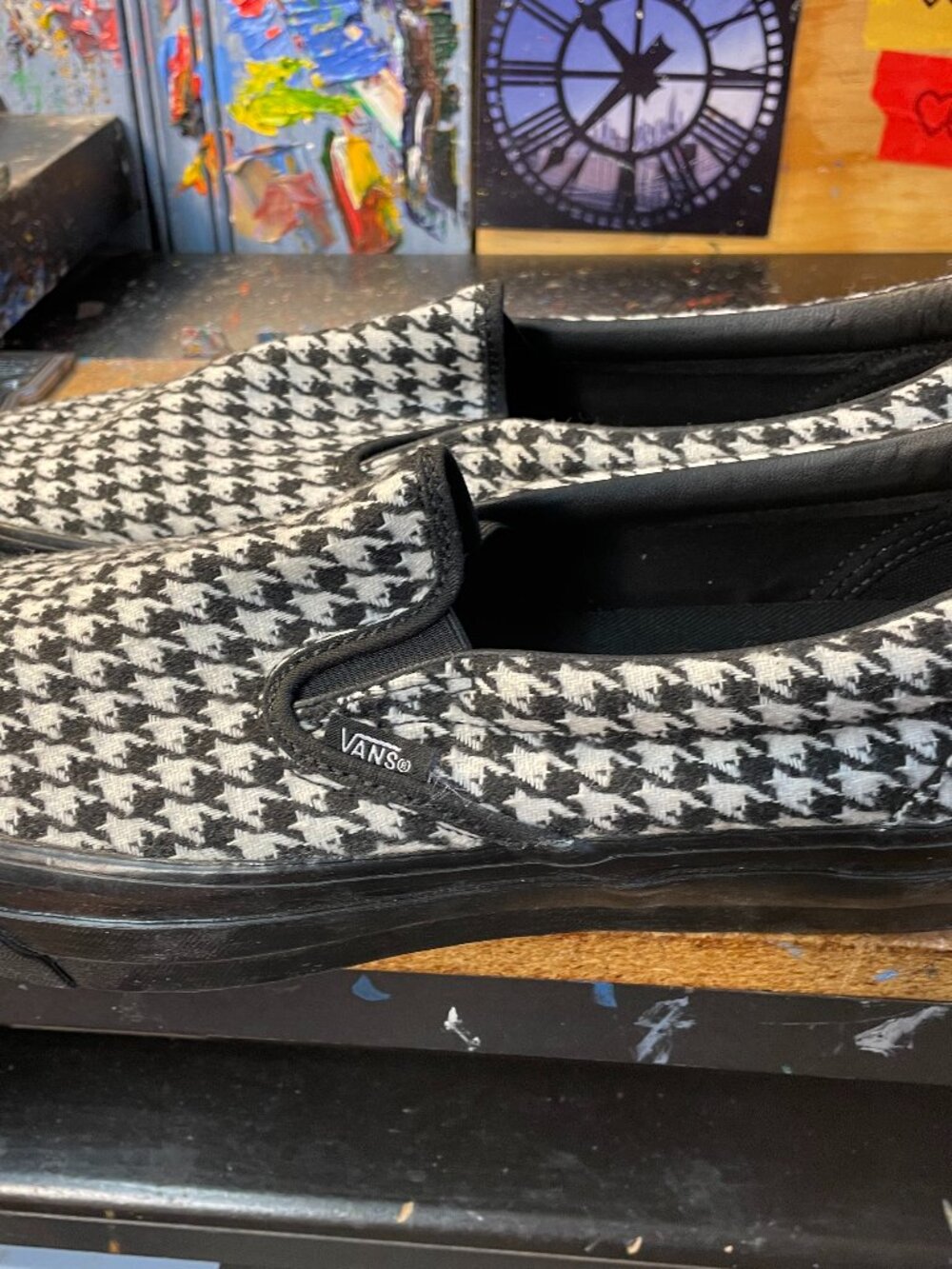 Vans LX Classic Slip On 98 Houndstooth Black Sz US 11.5 Men New VN000E96Y28